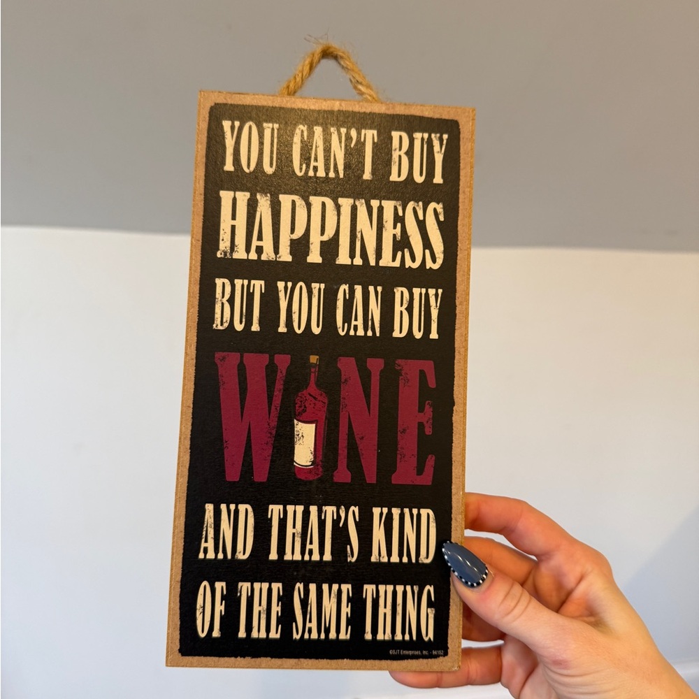Wine Quote Wall Sign - Black and Burgundy